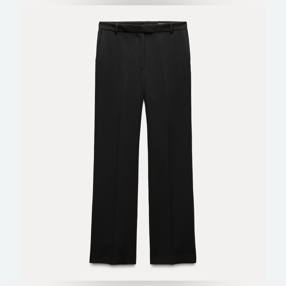 ZARA BLACK STRAIGHT LEG CREPE FLAT FRONT MUST HAVE PANTS WOMENS LARGE